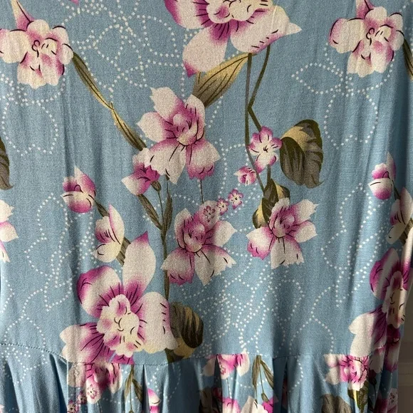 DouBCQ Floral Pocket Dress Blue Pink Casual Spring Dress NWT - Picture 3 of 7